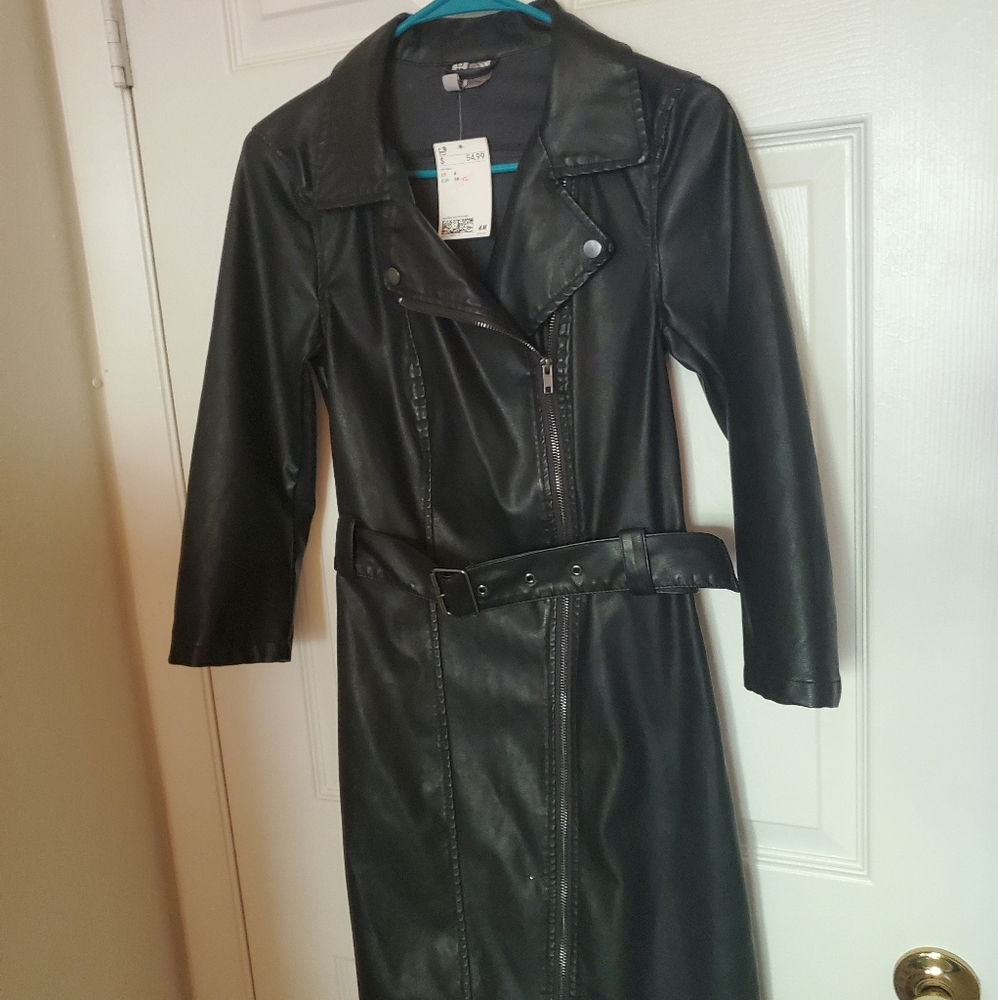 Faux leather black dress H&M size 6